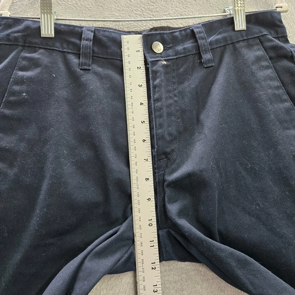Volcom Men Pants 32 Blue Chino Straight Pockets Mid Rise Polyester‎ 30 in Inseam